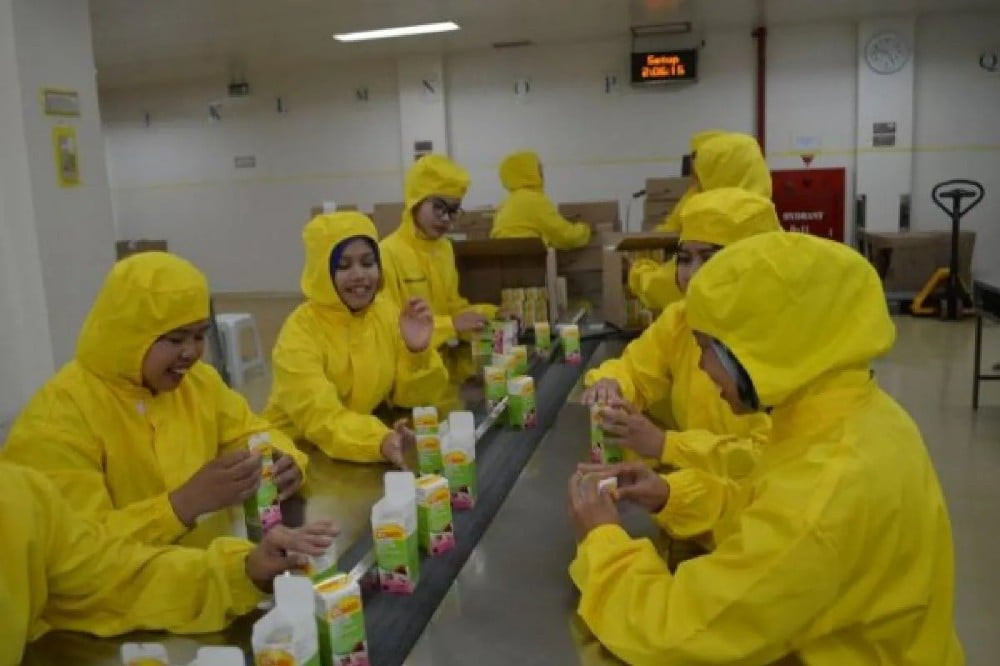 Pengemasan produk di pabrik Combiphar di Padalarang, Jawa Barat. - Foto Antara