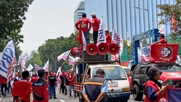 Potret Demo Buruh di Patung Kuda Hari Ini 14 September 2023