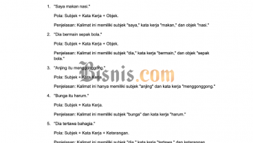 Contoh Kalimat Simpleks Lengkap dengan Pola dan Penjelasannya