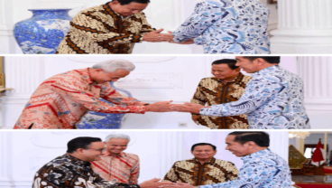 Prabowo, Ganjar, dan Anies Salaman dengan Jokowi, Cuma Gestur Anies yang Viral