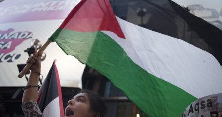Demo Bebaskan Palestina di Times Square, New York/Reuters