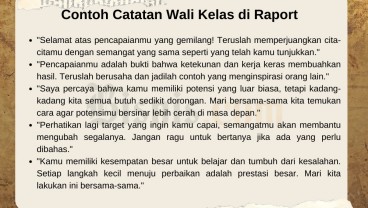 Contoh Catatan Wali Kelas di Rapor Singkat dan Memotivasi