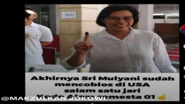 Hoaks Foto Sri Mulyani Viral di TikTok Usai Pencoblosan Pose 1 Jari