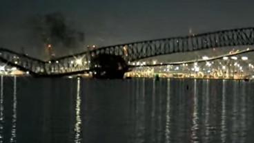 Ngeri, Ini Video Detik-detik Jembatan Francis Scott Key Ambruk Sebabkan 20 Orang Hilang