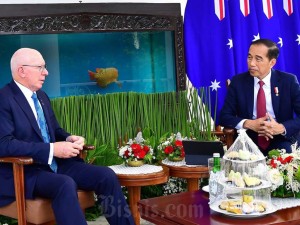 Presiden Joko Widodo (kanan) berdiskusi dengan Gubernur Jenderal Australia David Hurley, di Istana Kepresidenan Bogor, Jawa Barat, Jumat (17/5/2024). Setpres/Rusman