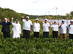 Kegiatan Leaders' Visit rangkaian World Water Forum ke-10 2024 di kawasan mangrove Taman Hutan Raya (Tahura) Ngurah Rai, Denpasar, Bali, Senin (20/5/2024).