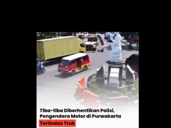 Viral Pemotor di Purwakarta Terlindas Truk karena Kaget Disetop Polisi