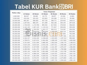 Tabel Angsuran KUR BRI 2024 Plafon 100 Juta