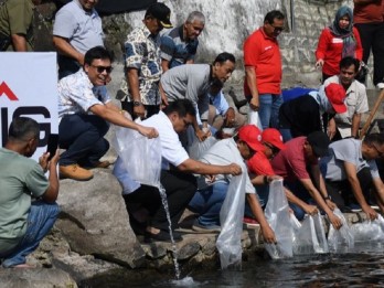 3.000 Ekor Ikan Endemik Bilih Hasil Pemijahan Ditebar di Danau Singkarak Sumbar