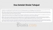 Bacaan Doa dan Dzikir setelah Sholat Tahajud