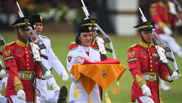 Upacara Penurunan Bendera di Ibu Kota Negara (IKN) Nusantara