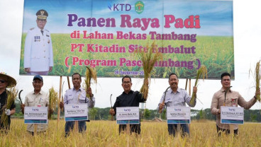 Pj Gubernur Kaltim Panen Padi di Lahan Eks Tambang
