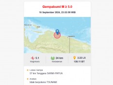 Gempa 5,1 SR Guncang Tenggara Sarmi, Papua: Tidak Berpotensi Tsunami