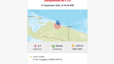 Gempa 5,1 SR Guncang Tenggara Sarmi, Papua: Tidak Berpotensi Tsunami