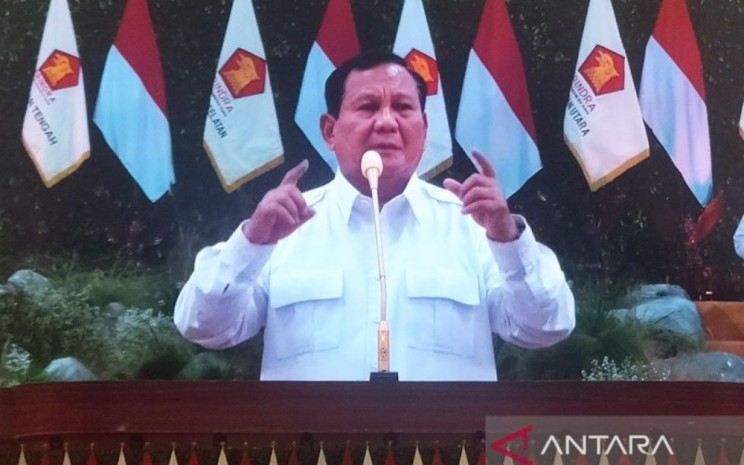 Ketua Umum Partai Gerindra, Prabowo Subianto saat memberikan sambutan di penutupan Rapimnas Gerindra di Jakarta, Sabtu (31/8/2024). ANTARA - Ho