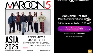 32.055 Tiket Maroon 5 Live in Jakarta Ludes Terjual di Livin' by Mandiri