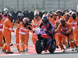 Pembalap Prima Pramac Jorge Martin berhasil memenangi MotoGP Mandalika di Pertamina Mandalika International Street Circuit, Lombok Tengah, NTB.