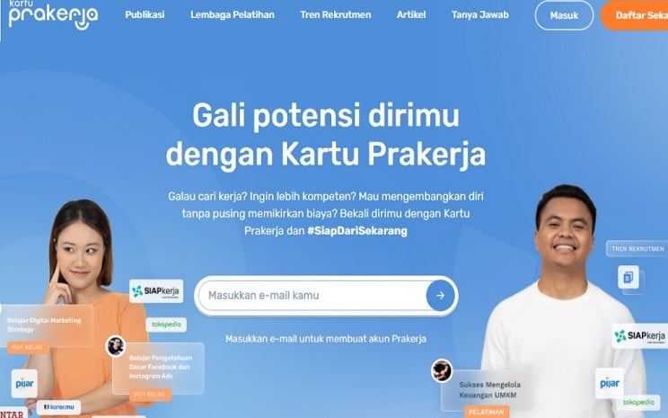 Tampilan situs resmi Kartu Prakerja www.prakerja.go.id.