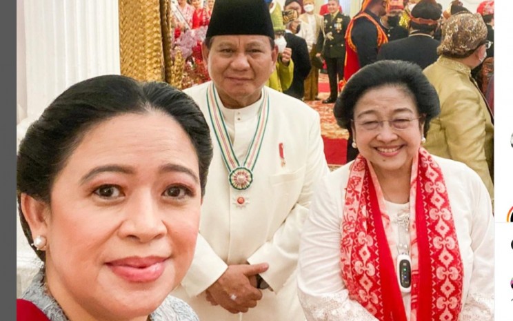 Ketua DPR RI Puan Maharani, Menteri Pertahanan RI Prabowo Subianto, Presiden ke/5 RI Megawati Soekarnoputri di Istana Merdeka merayakan HUT ke/77 Kemerdekaan Indonesia. Dok Instagram puanmaharani