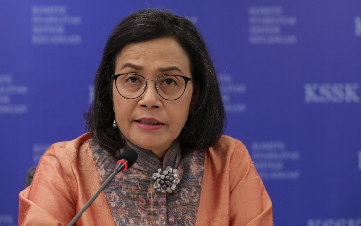 Menteri Keuangan Sri Mulyani Indrawati memberikan paparan saat konferensi pers hasil rapat berkala Komite Stabilitas Sistem Keuangan (KSSK) di Jakarta, Jumat (2/82024). JIBI/Bisnis - Fanny Kusumawardhani