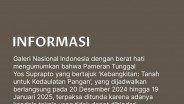 Galeri Nasional Jelaskan Persoalan Pameran Yos Suprapto yang Batal Digelar