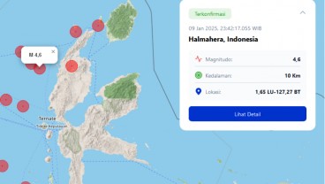 Gempa 4,6 SR Guncang Halmahera Barat, Kedalaman 10 Kilometer
