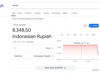 Gak Cuma Dolar AS, Rupiah Juga Mendadak Jadi Rp8.348 per Euro di Google