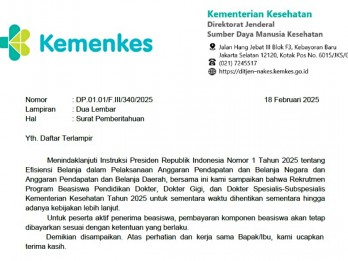 Kemenkes Batalkan Beasiswa Pendidikan Dokter 2025 karena Efisiensi Anggaran