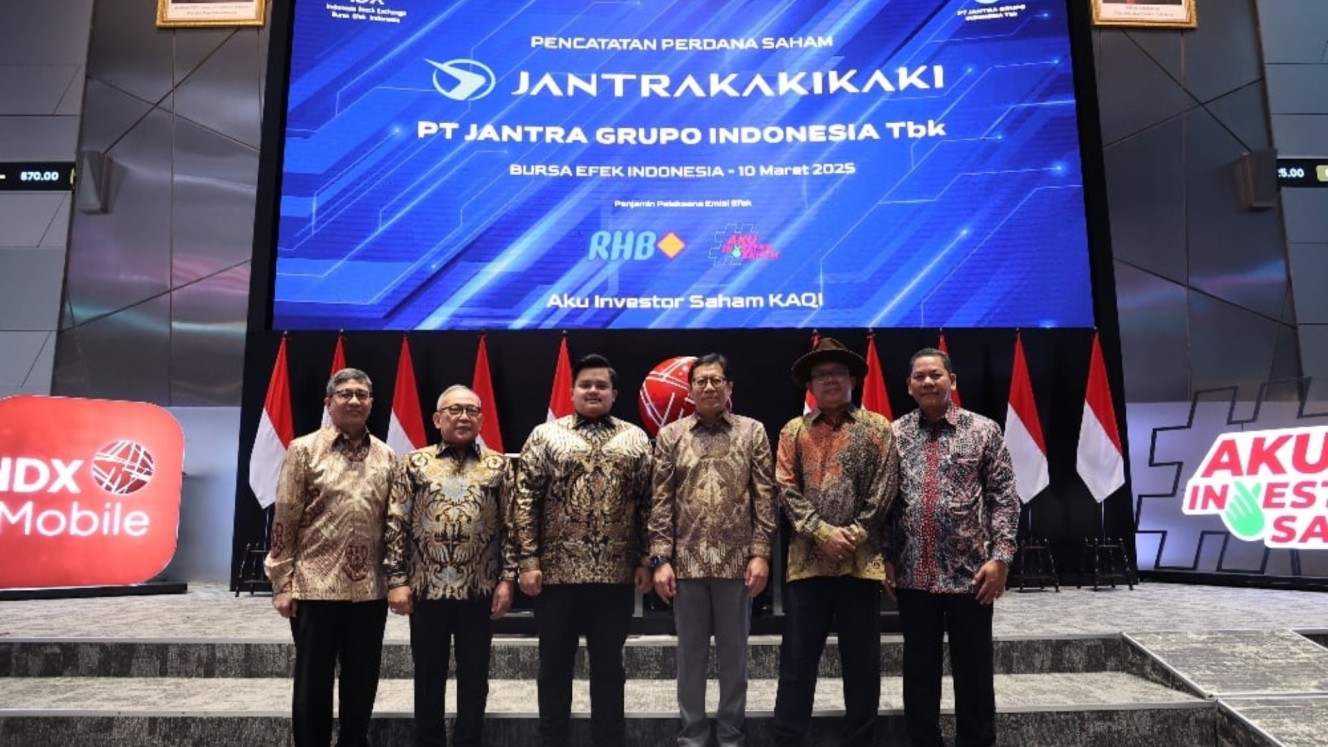PT Jantra Grupo Indonesia Tbk (KAQI) resmi mencatatkan saham perdana atau listing di Bursa Efek Indonesia pada Senin (10/3/2025). /Bursa Efek Indonesia