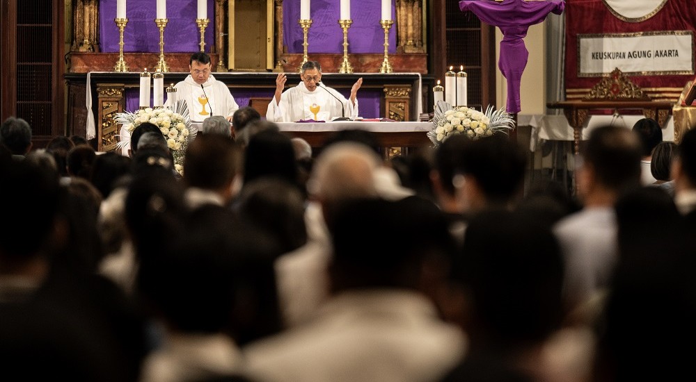 Perayaan Misa Kamis Putih di Katedral Jakarta
