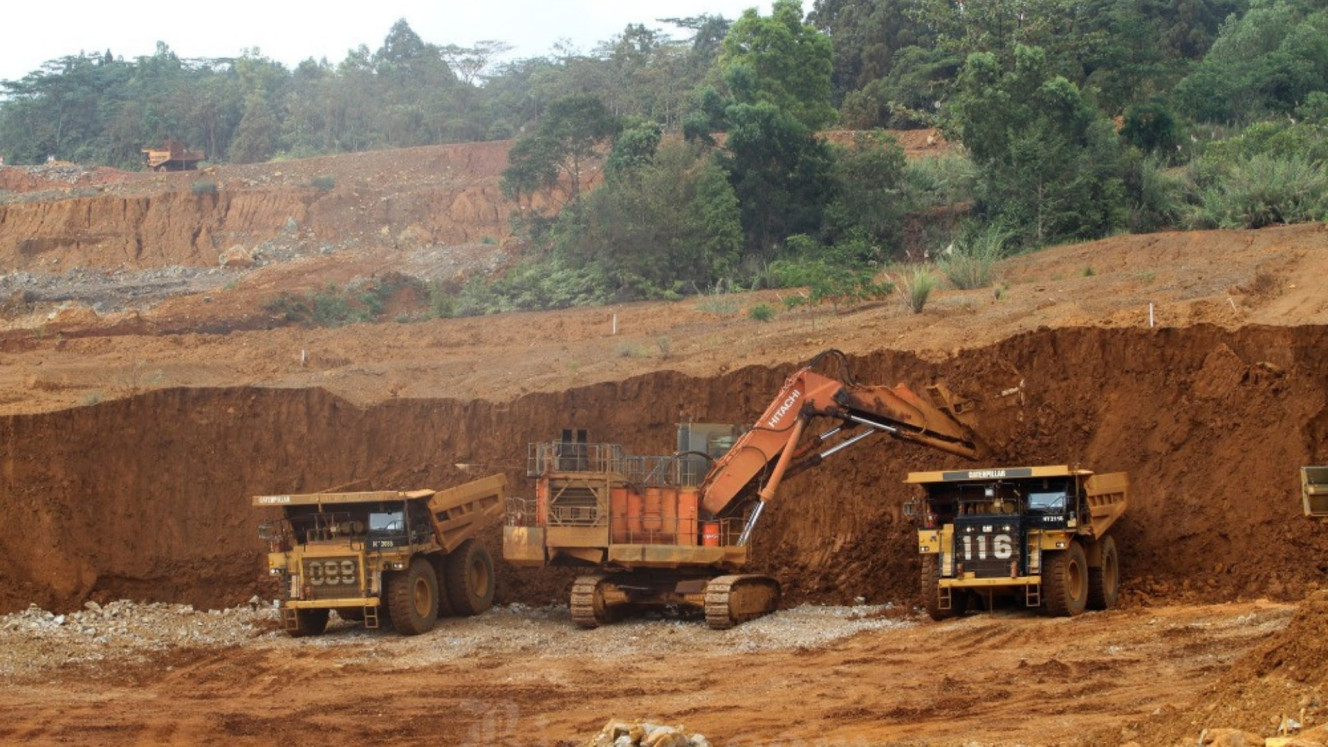 Proses penambangan Nikel PT Vale Indonesia Tbk. di Sorowako, Kabupaten Luwu Timur, Sulawesi Selatan, Jumat (28/7/2023)/Bisnis-Paulus Tandi Bone