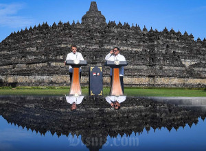 Presiden Prabowo dan Presiden Macron Kunjungi Candi Borobudur