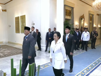 Momen Prabowo, Megawati, dan Gibran Hadir Bareng di Upacara Hari Lahir Pancasila