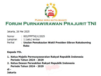Ini Isi Surat Usulan Pemakzulan Gibran yang Resmi Diterima DPR