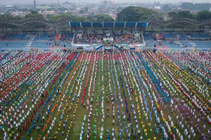 Senam Anak Indonesia Hebat Pecahkan Rekor MURI