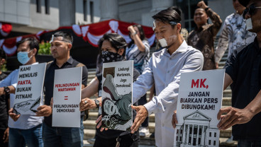 Tuntut Perlindungan Pers, Jurnalis Gelar Aksi di Depan Gedung MKjavascript:void(0)
