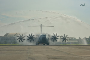 Kedatangan Pesawat Airbus A400M di Lanud Halim Perdanakusuma