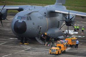 Pesawat Airbus A 400 angkut bantuan bencana tiba di Bandara SIM