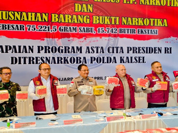 Polda Kalsel Musnahkan Sabu 75 Kg, Kurir Internasional Diringkus