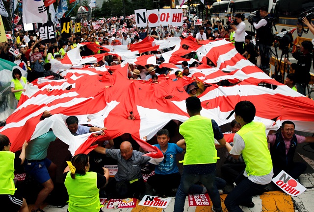 Aksi Demonstrasi Korea Selatan di Kedutaan besar Jepang