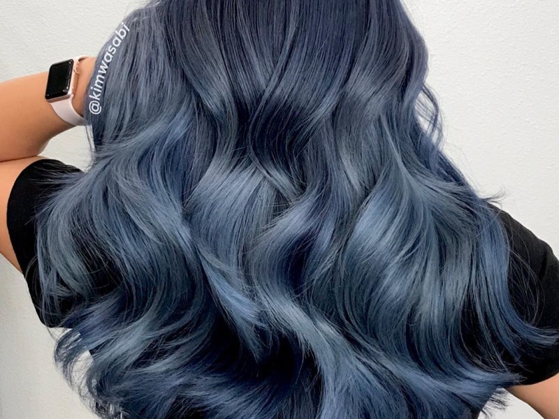 warna rambut smoke blue