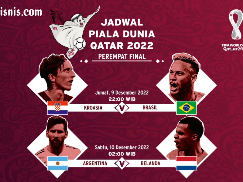 Jadwal Piala Dunia 2022 Hari Ini: Kroasia vs Brasil, Belanda vs Argentina