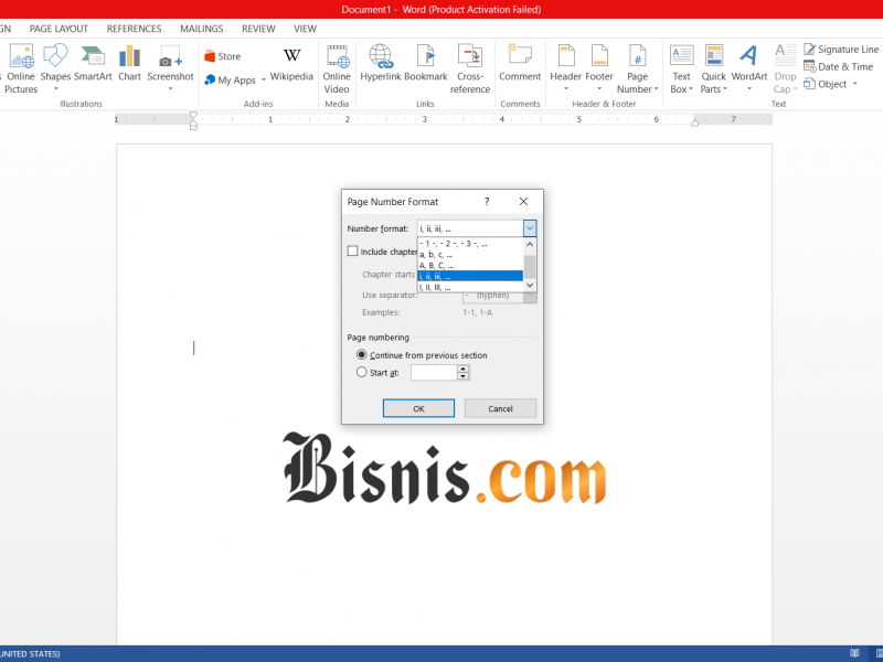 Cara Membuat Nomor Halaman dalam Romawi di Microsoft Word /(Bisnis - Muhammad Rizky Nurawan)