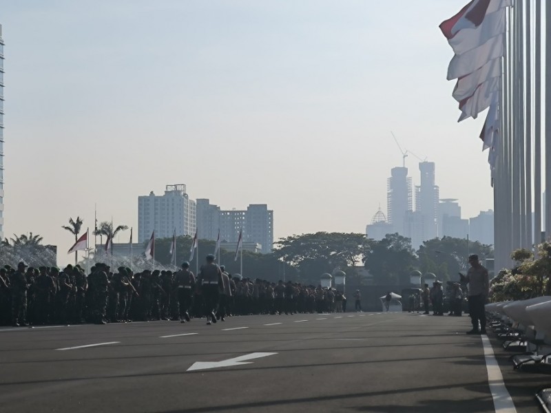 Suasana pengamanan di Gedung DPR RI jelang aksi demo Kawal Putusan MK yang akan berlangsung pada Kamis (22/8/2024). JIBI/Akbar Maulana Al Ishaqi