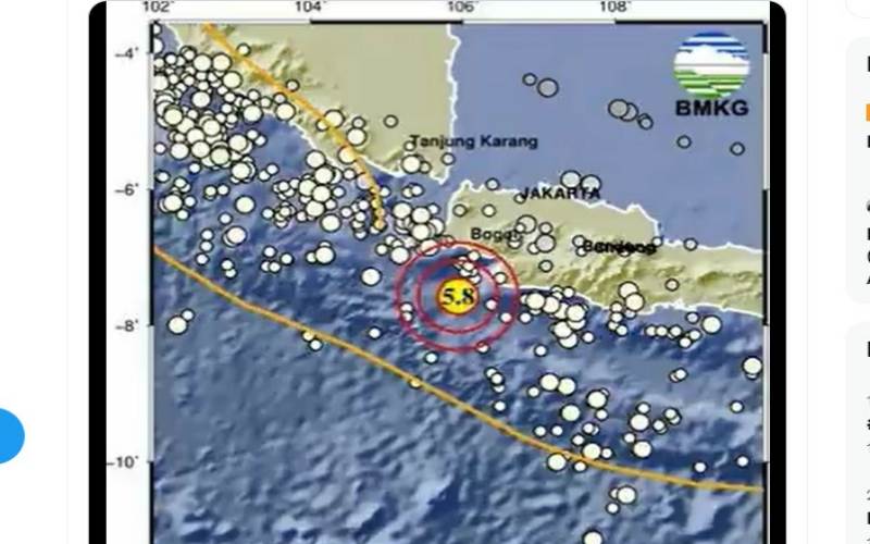 Gempa M5,8 Guncang Banten, Getaran Terasa di Tangerang Hingga Jakarta