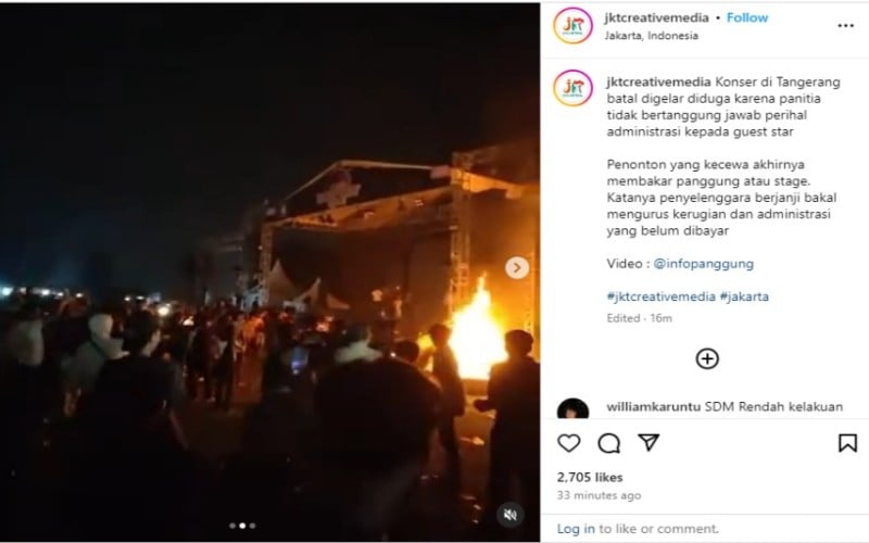 Konser di Tangerang Batal Digelar, Penonton Bakar Panggung