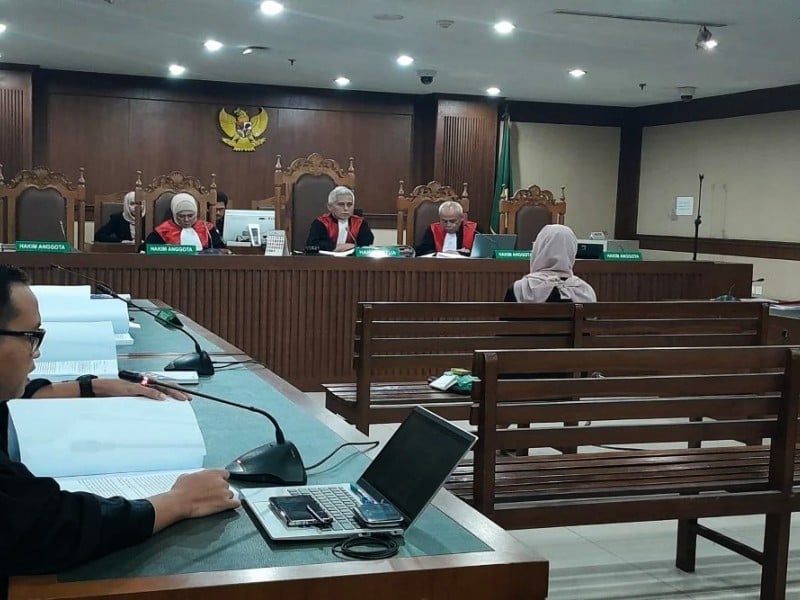 Mantan Dirut PT Pertamina (Persero) Karen Agustiawan dalam sidang pembacaan tuntutan kasus korupsi pengadaan LNG di PN Jakarta Pusat, Kamis (30/5/2024) - Bisnis/Dany Saputra.