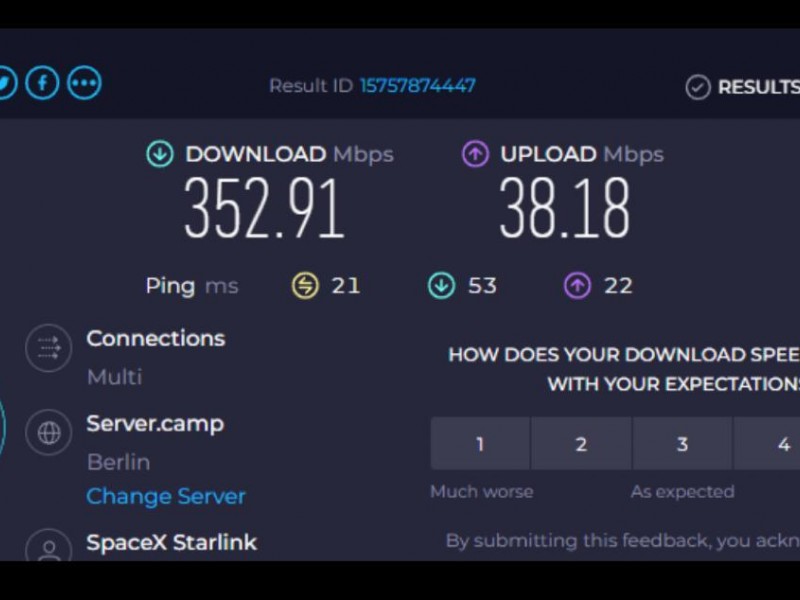 Kecepatan internet Starlink