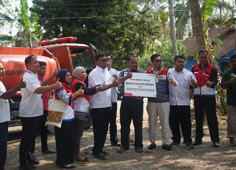 Pertamina Kirim Bantuan Air Bersih di Kalurahan Bangunjiwo Bantul