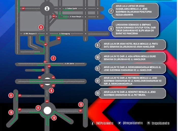 Sudirman-Thamrin Ditutup 17.00 WIB, Ini 13 Rute Pengalihannya